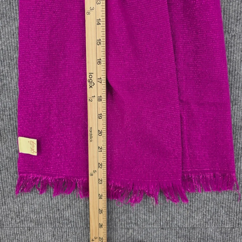 Glentex Vintage Magenta Pink Metallic Shimmer Fringed Scarf Rectangular Wrap